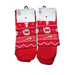 2 Nike ELITE Crew Basketball Socks CHRISTMAS red santa holidays men’s Xl 12-15
